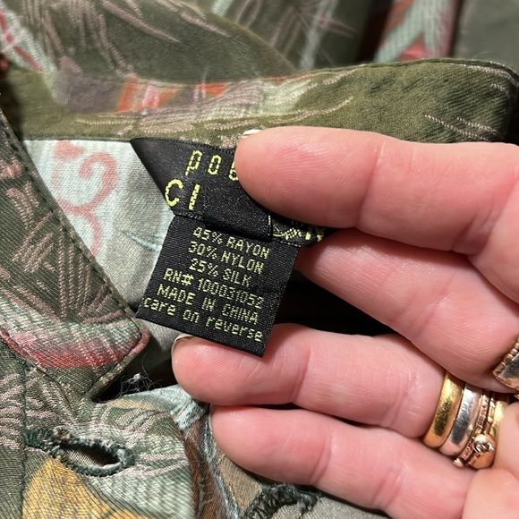 Poeme by Citron Green Asian Inspired Floral Print Quarter Sleeve Top Jacket M - Picture 9 of 10